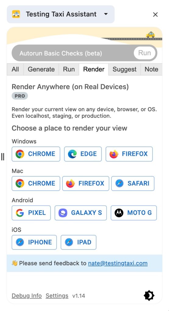 cross browser/device render screenshot