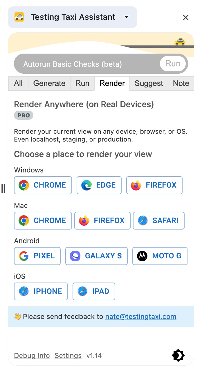 cross browser/device render screenshot